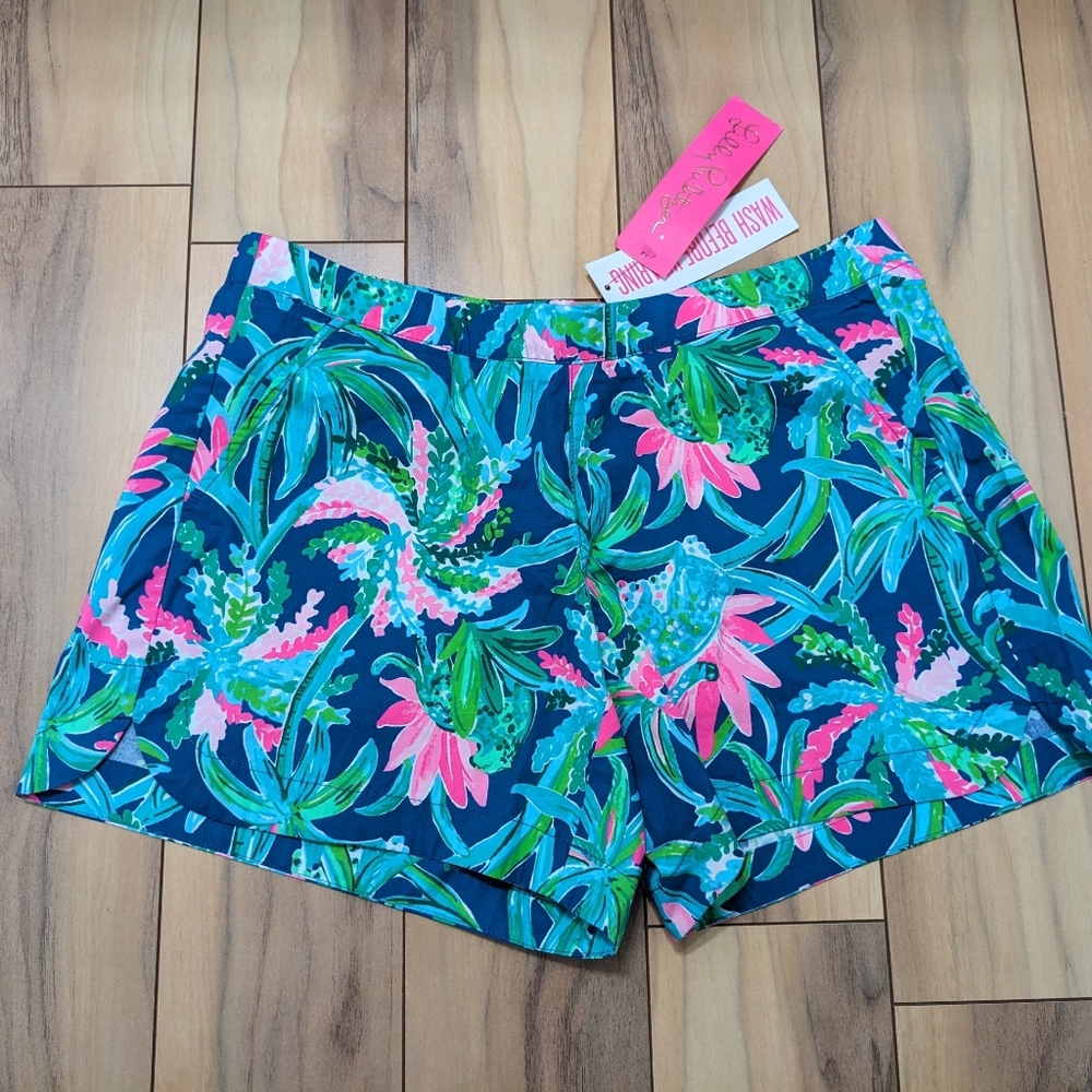 NWT! Lilly Pulitzer Ocean View Shorts Macaw Blue Sweet Escape Size S